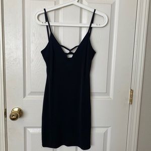 Worn once - black strappy mini dress
